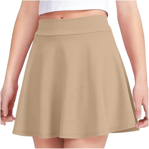 Girls High Waisted A-Line Mini Skirt - Preppy Style Summer Uniform School Cute Tennis Skirts for 4-15 Years