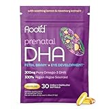 Root'd Prenatal DHA - 300mg Pure Vegan Omega-3 DHA from Algal Oil, Plant-Based Prenatal Supplement for Pregnancy, Fetal Brain & Eye Development, Non-GMO, Lemon & Rosemary Flavor, 30 Softgels
