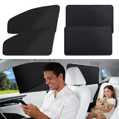 XCBYT Car Window Shades - 4 Pack Car Priavcy Curtains - Side Window Sun Shades for Baby - 99% Light Block Window Covers for Camping Napping Sleeping Breastfeeding Cloth Changing