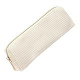 Estojo leve de veludo cotelê com zíper, compartimento grande, bolsa organizadora de caneta portátil para estudantes, adultos, bolsa pequena de veludo cotelê