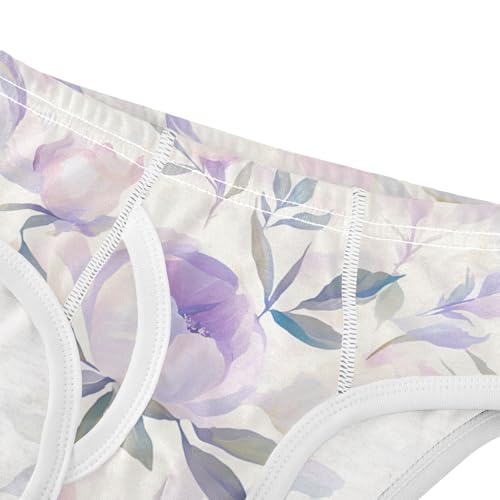 KLL Peonies Lilac Watercolor Ongrey Toddler Boys Pure Cotton Briefs Breathable Children Panties4