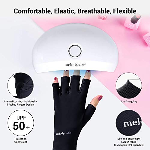 image for MelodySusie UV Glove for Gel Nail Lamp, Professional UPF50+ UV Protect