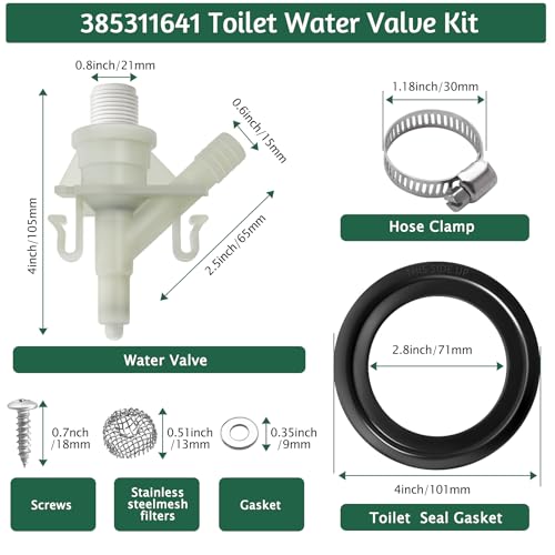 Image of 3 Pack Upgraded Leak Proof 385311641 RV Water Valve Replacement Kit with 385311658 Flush Ball Seal Compatible with Sealand Dometic 300,301,310,311,320,321 RV Toilets,Camper Pedal Flush Marine Toilet