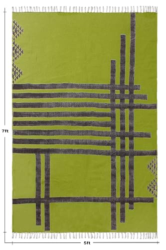 Tapis de couloir lavable Kilim en coton jaune pour résoudre le manque de couleur des petits sols