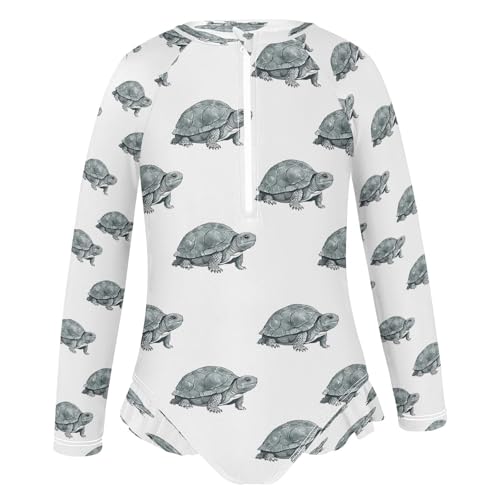 Stone Turtle Girls Long Sleeve Swimsuits One Piece Zipper Bathing Suit UPF 50+ Rashguard Swimwear2