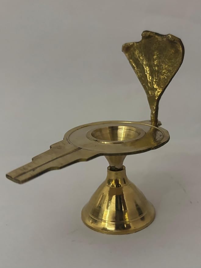 Brass shivling jaldhari Stand with naag Design, Religious 3inch shaligram Stand-picture-25