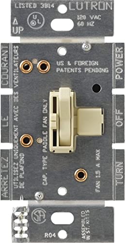 Lutron Toggler Quiet 3-Speed Slide-To-Off Fan Control, 1.5-Amp, Single-Pole/3-Way, AYFSQ-F-IV, Ivory