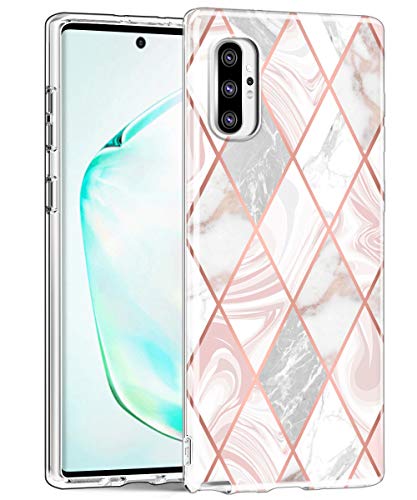 SKYLMW Galaxy Note 10 Plus Case,Note 10+ 5G Cover,Shockproof Protection Thin Slim Soft TPU Bumper Protective Cases with Stand & Lanyard Neck Strap for Galaxy Note 10+ 2019,Marble Clear
