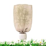 植物フリース 霜保護 - 凍結防止通気性ウィンターフリース | ひも付き黄麻布プロテクター | フロストクロス | 屋外ガーデンテラス 温室 野菜の花 一晩の季節の輸送用