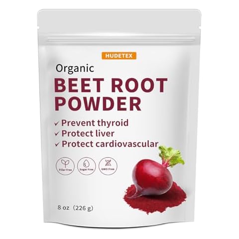 Hudetex Beetroot Powder Organic, 8oz, Freeze Dried Supports Liver Function & Body Energy, Keep Youth,Rich in Vitamin B12, Iron, Folic Acid - Non-GMO, Vegan Cover