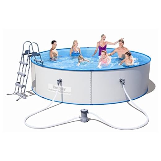 Bestway Hydrium 56384 - Piscina (Piscina Con Anillo Hinchable, Round Pool, 17430 L, Azul, Gris, Todas Las Estaciones, 105 Cm)