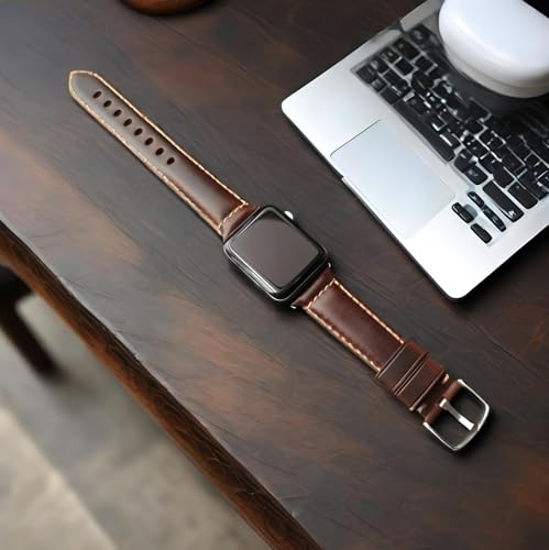 Image of HUAFIY Compatible for Apple Watch Bands 42mm 44mm45mm46mm 49mm 38mm 40mm41mm, Genuine Leather Band Strap for iWatch Series 11 /10 /9 /8,7,6,5,4,3,2,1, Ultra3 2 1