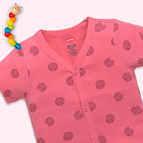 Image of LuvLap Baby Girls Regular Fit 100% Cotton Half Sleeves Girls Jhabla Shirt Pack of 4