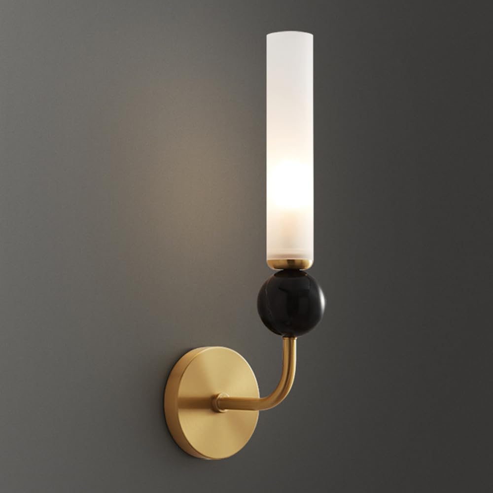 NHPJFDC 14.1In Brass Alabaster Wall Sconce Natural Marble Lamp Indoor Light Fixtures for Living Room Stairs Bedroom Acrylic Lampshade Wal T-155