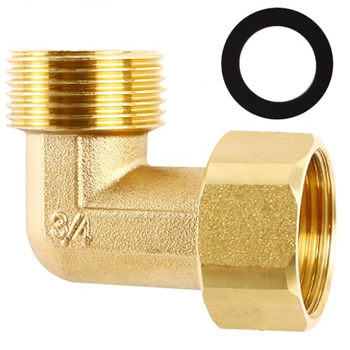 Messing Beweglich Verschraubung G3/4 Zoll,DN20 Messing Winkel 90°,G3/4' IG/AG Verschraubung Winkelverschraubung mit Gummidichtungen,Bogen 90 grad IG/AG,Gewindefitting für Trinkwasser Geeignet