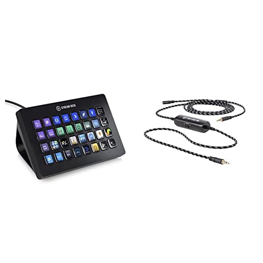 Elgato Stream Deck XL - Advanced Stream Control with 32 Customizable LCD Keys & Chat Link Pro – Audio Adapter, for PS5, PS4, Nintendo Switch, Capture Voice Chat, Gameplay Sound, Extra Long Cable