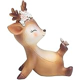 figura ciervo amazon ❤【diseño unico】: los detalles de las astas en relieve, las orejas y el cabello, la textura de expresión son vívidos. Shape forma de ciervo sika simulada y con mano de obra fina, linda, realista.