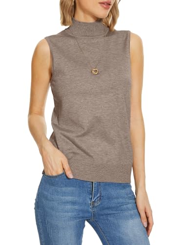 Image of INKOFF Sleeveless Mock Neck Turtleneck Knit Tops Women Dressy Casual Sweater Vest Business Work Tank