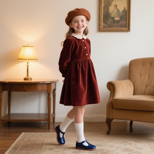 Image of GINFIVE Toddler Girls Dress Shoes Little Kids Flats School Mary Janes Shoes