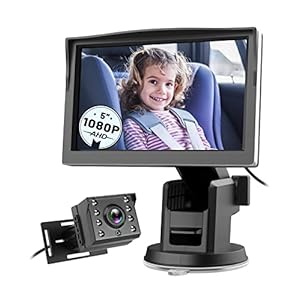 Antook Baby Car Camera 1080P, Baby Mirror for Car Back Seat with 5 Inch HD Monitor, Rear Facing Infant Camera Clear…