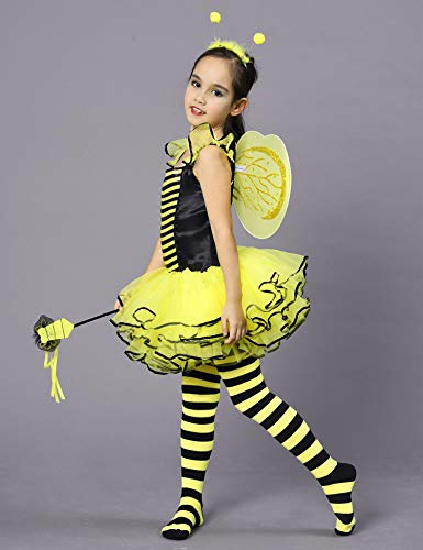 Ikali Bumble Bee Costume For Girls, Kids Honeybee Fancy Dress Up Outfit, Fairy Ballerina Tutu Skirt Set 4-6T #TOP2