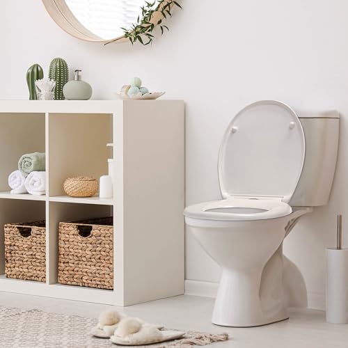 banjado Toilettendeckel mit Absenkautomatik 44,5x37cm / WC Brille Soft Close/hygienischer Toilettendeckel/Klodeckel Duroplast Edelstahl Scharniere einfache Montage - Motiv Dackel