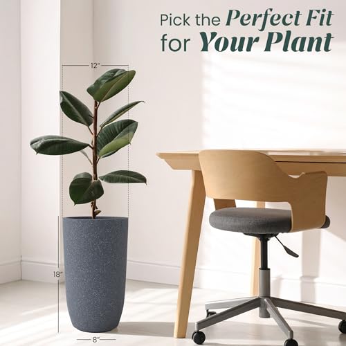 Image of YUCCABE ITALIA FOXB TPC 18 INCH Pots for Plants Highly Durable Polymers Lightweight Indoor Outdoor Plant Pots, Flower Pot Gamla Tree Planter Container Planters for Living Room, Balcony, Garden