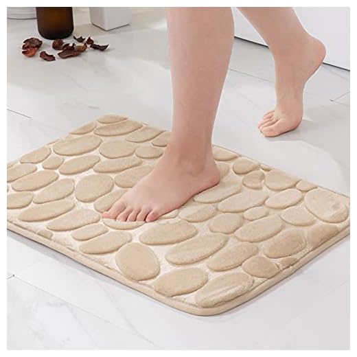 MIULEE 1 Pieza Alfombra de Baño Microfibra Antideslizante Alfombra Suave Absorbente Color Sólido con Dibujo Geométrico para Baño Dormitorio Pasillo Sala de Estar Cocina 40x60cm Camella