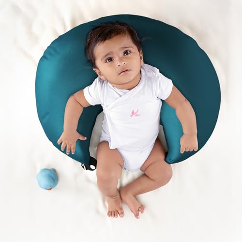 Image of Wakefit Nursing Pillow for Breastfeeding & Baby Care | 5 in 1 Feeding Pillow with Removable Cover | Super Soft & Machine Washable Velvet Cover | Peacock Green