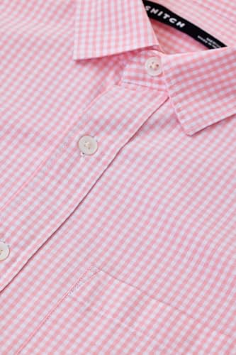 Image of SNITCH Men Formal Shirt | Slim Fit Full Sleeve Spread Collar Gingham Pattern | 100% Cotton & Breathable Fabric for Office & Smart Casual Wear