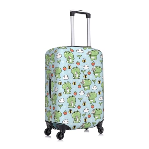 Cute Floral Frog Luggage Cover Protector Anti-Scratch Washable Fits 18-32 Inch Luggage-Small3