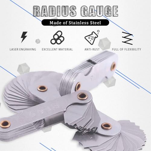 1 Stück Radiusmessgerät, Radienlehren-Set Metrisches Edelstahl-Fillet-Messgerät Tragbares Messgerät Für Konkave Und Konvexe Oberflächen, Zum Messen Des Radius Von Objekten (R25-50MM)