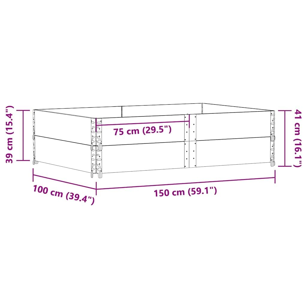Paretali per Pallet 2 pz 150x100 cm in Legno di Pino,Commercio e Industria,Movimentazione di Materiali,Pianali di carico e Pallet,23.7kg-4010305