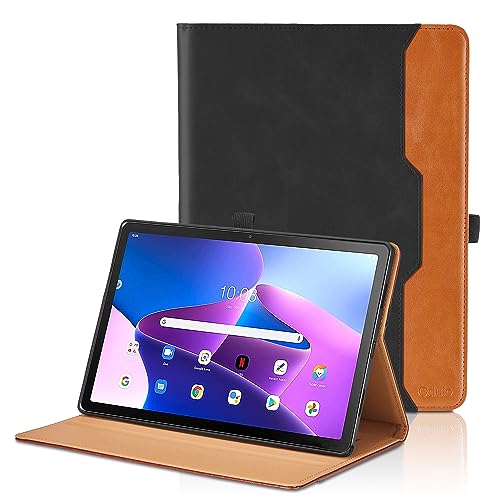 Case for Lenovo Tab M10 Plus 3rd Gen 10.6 Inch 2022 (TB125FU/TB128FU) - PU Leather Business Folio Case with Hand Strap and Pocket Black