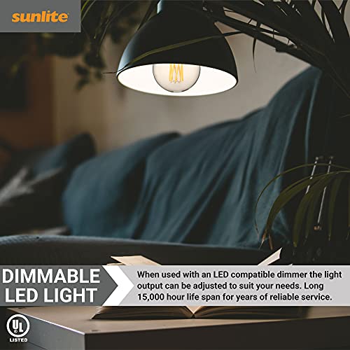 Sunlite 80601 Led G30 Edison Globe Light Bulb, 8 Watts (100W Equivalent), Standard E26 Base, 880 Lumens, Dimmable, Decorative Clear Glass, Antique Filament, 1 Pack, 2700K Warm White #TOP4