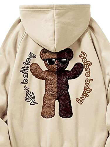 Floerns Men's Long Sleeve Lightweight Drawstring Letter Print Graphic Hoodies Sweatshirt Tops Apricot Cartoon M #TOP4