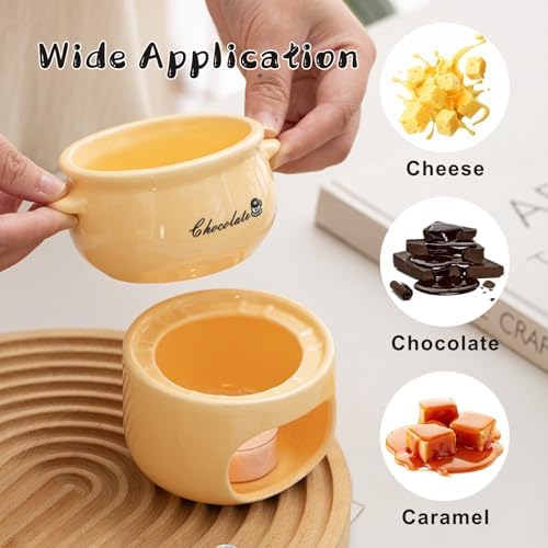 HELAIMAY Sweet Fondue Cup with Fork Ceramic Fondue Mug Set — view 3