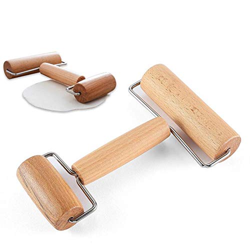 1 Piece 2-In-1 Style Pastry Pizza Roller Wooden Brayer Wooden Rolling Pins Wood Dough Roller 5D Diamond Painting Ool Wooden Roller For Baking Or Ceramic Pottery Clay Working #TOP4
