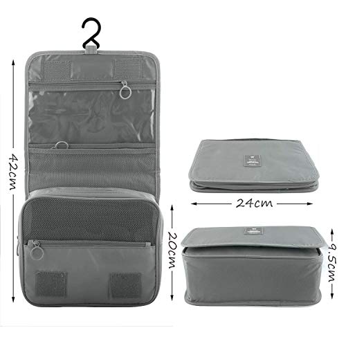 Image of Handcuffs Polyester Toiletry Kit Bag | Makeup | Pouch | Travel | Cosmetic | Storage | Organizer | Hanging | Grooming | Professional | Make Up | Artist | Case (Grey, 9.5 Cm, 24 X 20 X 9.5 Cm)