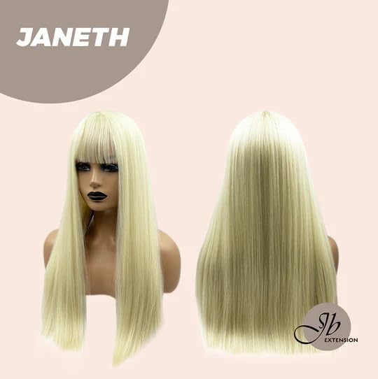 Miniatura 5 de JANETH - Peluca lacia de 23 pulgadas con flequillo, color rubio claro para usar y llevar, sin pegamento, para fiesta, cosplay, Halloween, pelucas