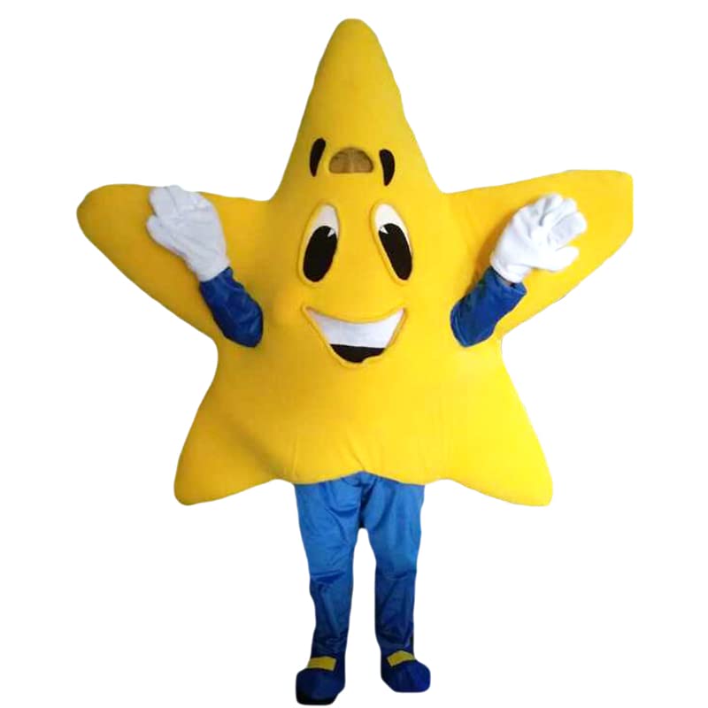 Yellow Five-Pointed Star Mascot Costume Cartoon Character Adult Size Real Picture