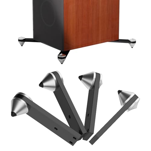 Preffair Speaker Isolation Feet Speaker Floor Protector Sound Dampening Anti Vibration Base Non-Slip Stand Shock Absorber Shockproof Spike Bracket for Bookshelves,Floor Boxes,Speakers,Power (Aluminum)