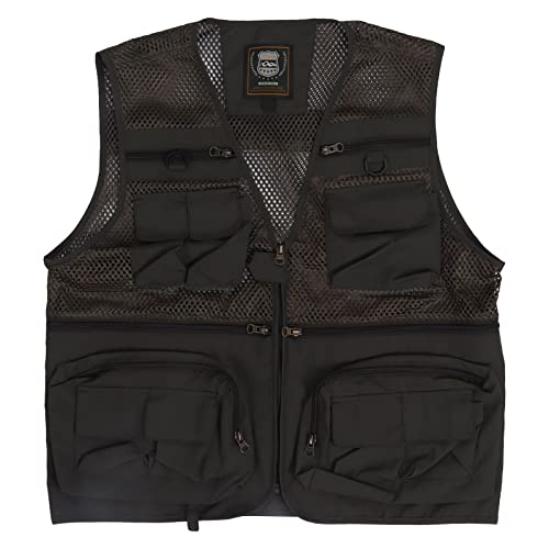 Topyond Fishing Vest Breathable Quick Drying Multi Pockets Mesh Work Waistcoat for Men Photography Cycling Hiking (L)