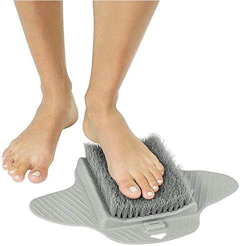 Rasikvar Bath Foot Scrubber Brush Feet Scrubber Spa Premium Anti-Slip Bathmat with Suction Cups & Drain Holes - 73cm x 40cm, Beige Black