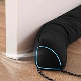 Sunolga Door Draft Stopper Blocks Hot and Cold Air with Removable Washable Cover for Bottom of Door, All-Season Seal for Wind, Right Angle Door Sweep for Gaps Up to 3", Home Essentials, 38", Black
