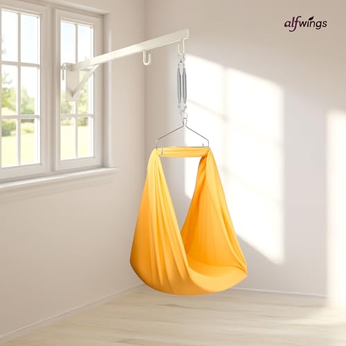 Image of Baby Window Cradle Hanger | Up to 35 Kg Metal Rod | Hook and Paint Protection Shield | (White, 100 cm)