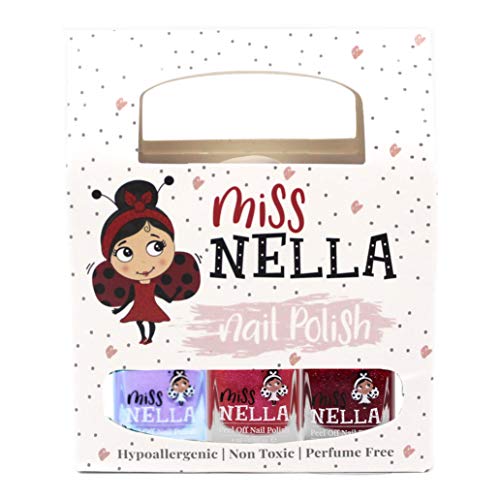Miss Nella Butterfly Wings Glitter, Jazzberry Jam, Tickle Me Pink, zeer glanzend, voor meisjes op waterbasis, peel-off-formule