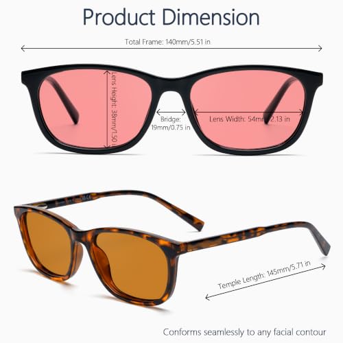 Image of Fluorescent-41 Pink Tinted Blue Light Blocking Glasses for Migraine, Light Sensitivity, Photophobia JF5002