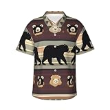 Tamiger Bear Print - Camisa hawaiana ligera para hombre, manga corta, playa, verano, informal, escapadas, Negro, XL