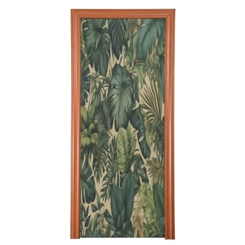 FLildon Palm Tree Leaves Hawaii Art Door Cover Decoration, Party Accessory Porch Decor for Festive Ornament Room Door Covers 35 x 79 Inch